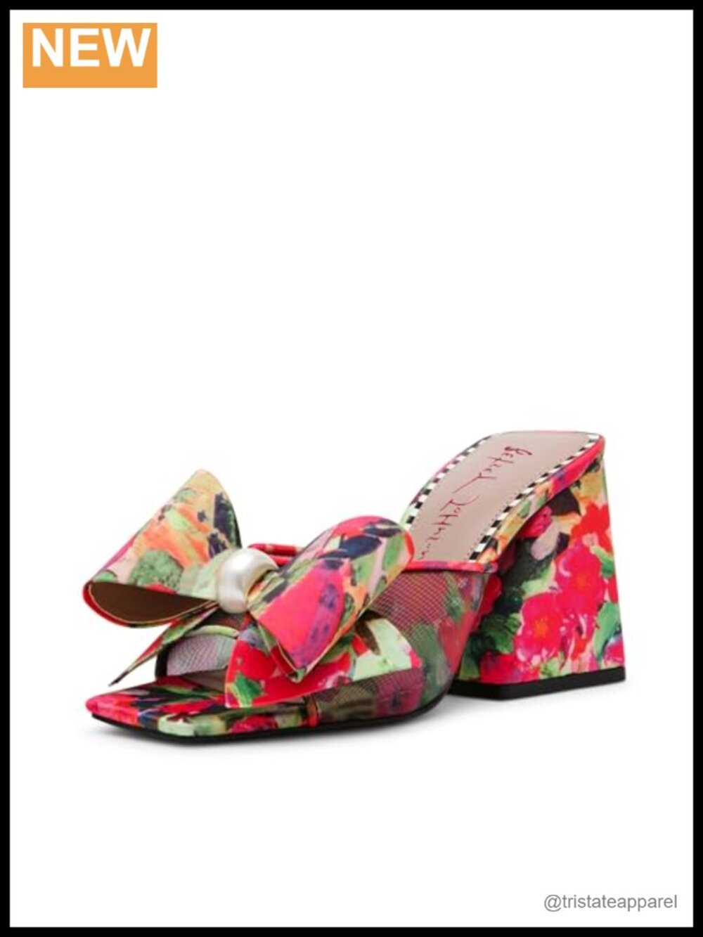 Betsey Johnson Jordn Slide Heeled Sandal with Flower Adornments